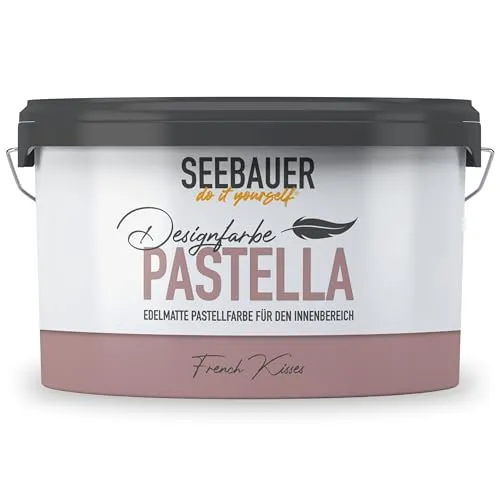 SEEBAUER diy Pastellfarbe PASTELLA Lila 2,5L (French Kisses) Edelmatte Wandfarbe Brombeere - Innenfarbe sehr hohe Deckkraft - Matt, Abwaschbar und Tropffrei