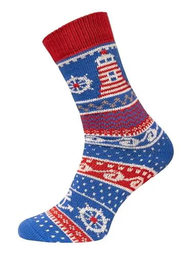 HomeOfSocks Ein Paar Leuchtturm Anker Socken aus Baumwolle kuschelig weich mit 90% Baumwolle für Damen und Herren | Royalblau Gr. 43-46