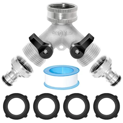 Wege Verteiler Wasser 3/4 Zoll, wasseranschluss verteilers, Y Wasseranschluss von 2 Geräten mit separatem Schalter für den Einsatz auf Waschmaschine, Küche, Garten, Rasen 2