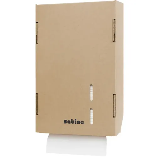 Handtuchspender Wepa Satino Kartonhandtuchspender braun befüllt mit Handtuchpapier W-Falz, für den flexiblen Einsatz 332850