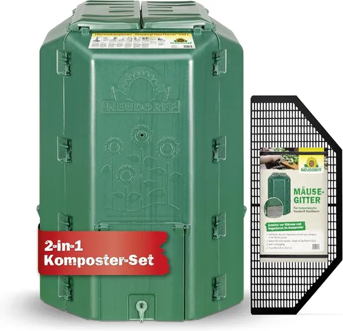 Neudorff Set Thermokomposter 530 Ltr. mit Mäusegitter - Kompostbehälter für effizientes Kompostieren, 530 L Kapazität, mit Mäusegitter für zusätzlichen Schutz und einfache Handhabung.