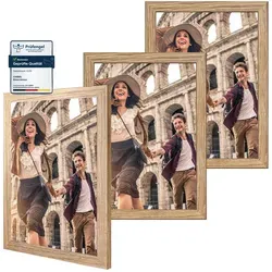 CABBEL Bilderrahmen, (Set, 3 St), Modern, Schmal, Puzzlerahmen, Fotorahmen, Fotogalerie, Wanddeko/Poster braun 30 cm x 40 cm