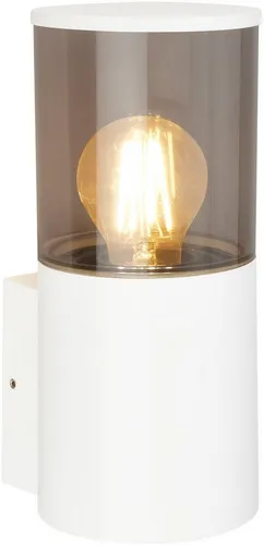 Telefunken LED Wandlampe - Wetterfest und elegant für Außenbereiche - Moderne Außenwandleuchte aus weißem Aluminium mit Smoke-Glas, IP54 spritzwasser- und staubgeschützt. Flexibel dank E27 Fassung für individuelle Lichtgestaltung.