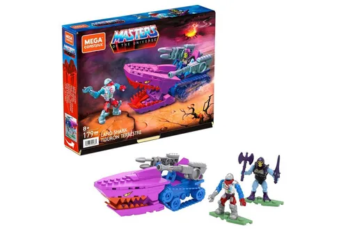 MEGA HDK07 - Construx Masters of The Universe Land Shark Bausatz, kreatives Spielzeug mit beweglichen Laserkanonen und 2 Mikro-Actionfiguren