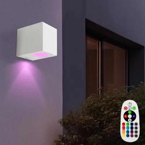 Fassadenlampe LED Wandleuchte mit Fernbedienung und RGB-Farbe - Moderne Wandleuchte für den Außenbereich mit dimmbaren LED-Lichtern. Wetterfest und mit Fernbedienung für individuelle Farbwechsel. Ideal für Garten, Terrasse oder Eingangsbereich.