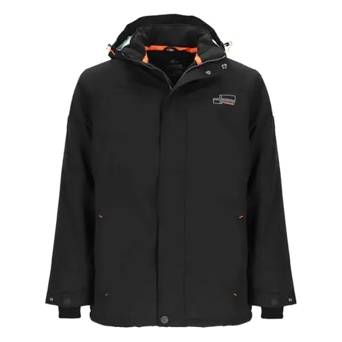 Coastguard Herren Funktionsjacke mit abnehmbarer Kapuze - Wasserdichte und atmungsaktive Outdoor-Jacke in Schwarz Größe M - Modische Funktionsjacke für Herren mit 10.000 mm Wassersäule und atmungsaktiver Membran für besten Wetterschutz. Abnehmbare Kapuze und praktische Reißverschlusstaschen bieten Flexibilität und Sicherheit.