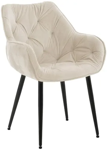 CLP Stuhl Tanna Samt - Bequemer Esszimmerstuhl mit Bodenschonern - Esszimmerstuhl mit gesteppter Samtpolsterung für hohen Sitzkomfort. Robustes Metallgestell mit Bodenschonern schützt Ihre Böden. Pflegeleicht und in vielen modernen Farben erhältlich.