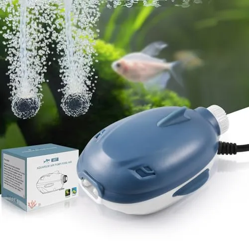 FEDOUR 2W 2,5W Leise Aquarium Luftpumpe mit Saubere Luft, 168LPH 264LPH Einstellbare Sauerstoffpumpe für Aquarien, Einzigartig Walförmig Aquarium Belüfter für 1-180L