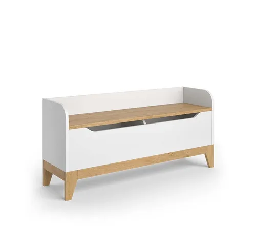 VitaliSpa® Bücherregal Malia, Weiß/Eiche mit Sitzbank