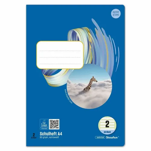 Staufen Schulheft Style Lineatur 2 liniert 16 Blatt DIN A4 - Hochwertiges Schulheft im DIN A4 Format mit 80 g/m² Papier, ideal für Notizen und Aufgaben. Perfekt für den täglichen Einsatz in Schule und Studium.