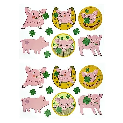 Oblique Unique® Schweinchen Sticker Schweine Aufkleber Viel Glück für Kinder Selbstklebend für Verzierung Scrapbooking zum Basteln