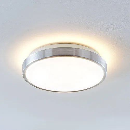 Lindby LED Deckenleuchte Emelie - Moderne 1-flammige Deckenleuchte aus Aluminium und Acryl, mit fest verbautem warmweißem LED-Leuchtmittel für gemütliche Lichtakzente in jedem Raum.