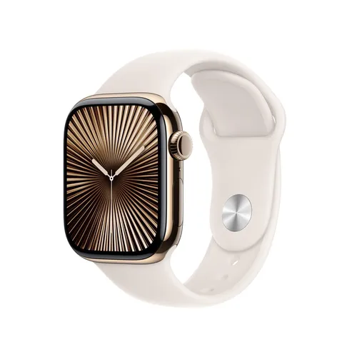 Apple Watch 10 Titan Smartwatch (Watch OS 11) - Polarstern | Gold - Smartwatch für Fitness und Gesundheit mit EKG, Herzfrequenzmessung und Schlafanalyse. Wasserdicht bis 50m, ideal für Sportler und aktive Nutzer.