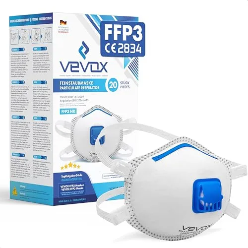 VEVOX® FFP3 Maske mit Ventil – 5er, 10er oder 20er Set von VEVOX