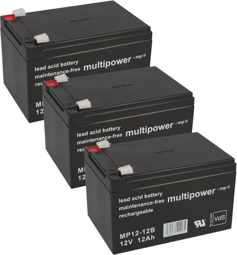 3x 12V 12Ah Blei Akku für E-Scooter und E-Bike