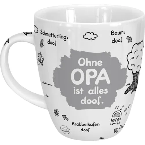Sheepworld Tasse mit Motiv Ohne Opa ist alles doof | Porzellan, 45 cl, Becher für Kaffee und Tee | Geschenk für Opa, Geburtstag | 45136