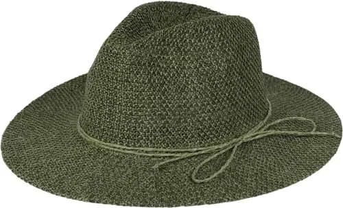 styleBREAKER Damen Panama Sonnenhut mit dünnem Hutband, Strohhut, Schlapphut, Sommerhut, Fedora Hut 04025040, Farbe:Oliv