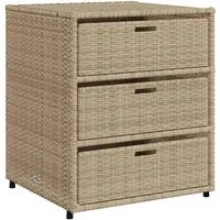 vidaXL Gartenschrank - Beige Poly Rattan - Kommoden & Sideboards, idealer Outdoor-Schrank mit 3 Schubladen für optimalen Stauraum und langlebigem, witterungsbeständigem PE-Rattan.