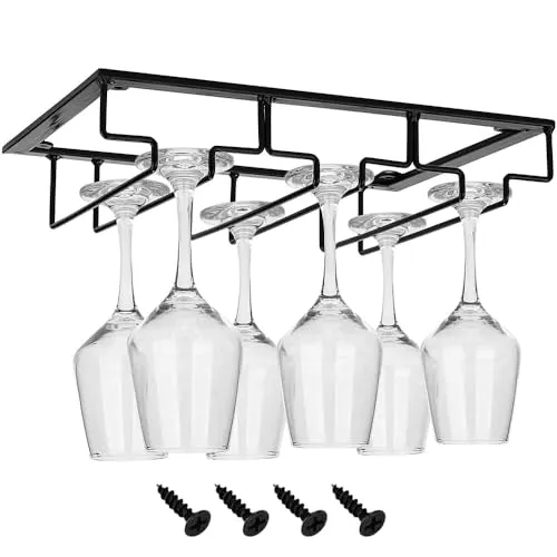 Aufhängen Weinglashalter, Weinglas Halterung Schrank, Stemware Rack Hängende, Weinbecherhalter, Eisen Weinbecherhalter, Weingläser Ständer, Für Bar, Küche, Zuhause, Party(Schwarz)