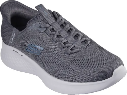 Skechers Herren Skech-Lite Pro Primebase Sneaker - Charcoal Mesh mit Blauem Trim, 42.5 EU - Herren-Sneaker mit leichtem Ethylen-Vinylacetat-Sohlenmaterial für optimalen Komfort und Flexibilität, ideal für den Alltag.