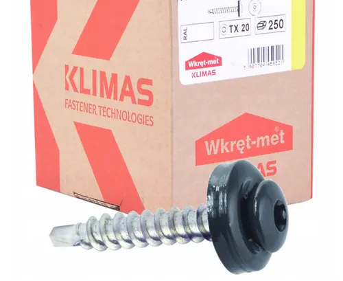 Klimas WDD Trapezblechschraube 4,8x35mm – 250 Stück - Selbstbohrende Spenglerschrauben für sichere Befestigung von Blech auf Holz. Hohe Korrosionsbeständigkeit und zuverlässige Dichtheit durch EPDM-Dichtscheibe. Ideal für Dach- und Fassadenkonstruktionen.