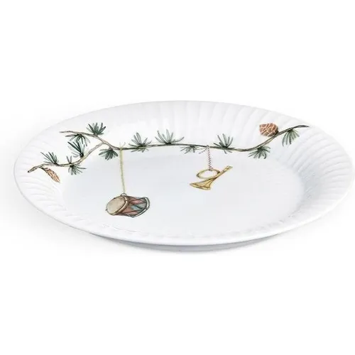 Kähler Design Hammershøi Weihnachten Teller, Ø 19 cm - Teller für festliche Anlässe, verziert mit ikonischen Hammershøi-Furchen und einem niedlichen Weihnachtsschmuck – ideal für Ihren Weihnachtstisch.