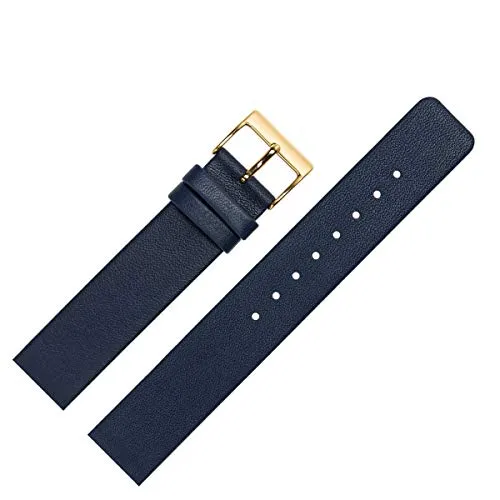 MARBURGER Uhrenarmband 16mm Leder Blau Gold - Perfekt für Skagen Uhren - Uhrenarmband aus hochwertigem Rindsleder in Dunkelblau mit Goldschließe, passend für Skagen Uhren mit 16mm Anstoß. Inklusive Montageanleitung und Zufriedenheitsgarantie.