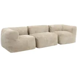 Icon Sitzsack-Sofa Zen, Beige, 3-Sitzer, 550x68x100 cm - Modulares Bodensofa aus weichem Cordmaterial für höchsten Komfort. Mit wasserfestem Boden und verdeckten Reißverschlüssen – ideal zum Entspannen in jedem Raum.