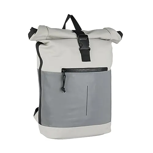 New Rebels Bowie New York Rolltop Rucksack, 16 l, reflektierend, für Erwachsene, Unisex, Hellgrau und reflektierender Teil, 30x12x43cm, Lässig