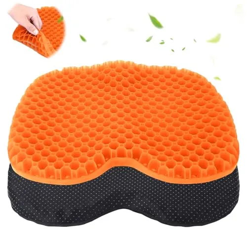ROOMHUAWAY Gelkissen Sitzkissen – Weich & Atmungsaktiv, Ideal für Büro, Auto & Rollstuhl, Komfortables Sitzkissen für langes Sitzen (Orange)