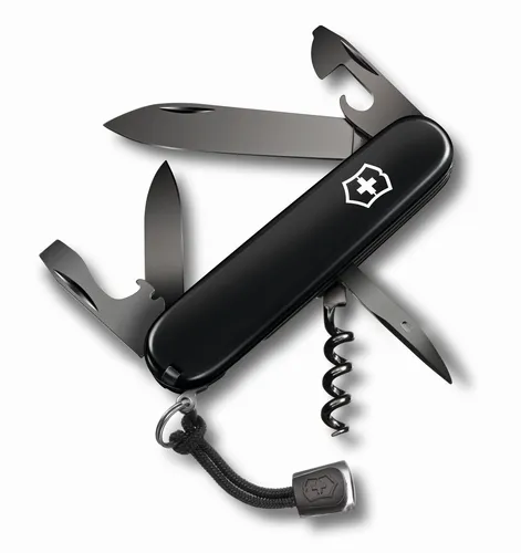 Victorinox Taschenmesser Spartan Onyx Black - Vielseitiges 13-in-1 Taschenmesser für Outdoor und Camping, mit langlebiger Edelstahlklinge und lebenslanger Herstellergarantie, perfekt für Abenteuer.