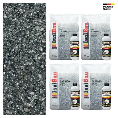 Steinteppich SET Carnico 4-8mm Marmorkies 100kg + PU-Bindemittel Set für 10m²