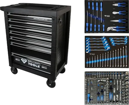 KS TOOLS Werkzeugwagen BT153207 - Werkstatteinrichtung mit 207 Werkzeugen, 7 Schubladen und hoher Tragfähigkeit von 400 kg – ideal für Profis und Hobbyhandwerker.