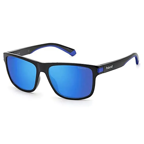Polaroid PLD 2123/S Herren-Sonnenbrille - Sportbrillen mit vollem Rand und eckigem Design, leichtes Kunststoff-Gestell in Schwarz, ideal für Outdoor-Aktivitäten und stilvollen Sonnenschutz.