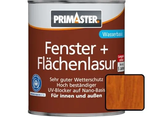 Primaster Fenster-und Flächenlasur 750ml Teak Holzlasur Wetterschutz