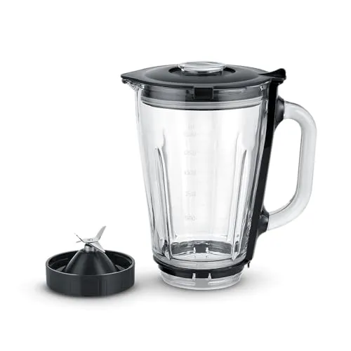 SEVERIN Standmixer-Aufsatz 1.5L - Standmixer mit temperaturbeständigem Glasbehälter für vielfältige Zubereitungen wie Smoothies, Säfte und mehr. Passend für SEVERIN Küchenmaschinen KM 3896, 3897, 3898.