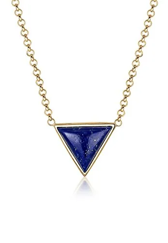 Elli Halskette Damen Triangle Lapis Lazuli in 925 Sterling Silber - Elegante Kette mit Triangle Anhänger aus 925 Sterling Silber, besetzt mit Lapis Lazuli. Ideal für jeden Anlass und perfekt als Geschenk für besondere Momente. Handgefertigt und anlaufgeschützt.