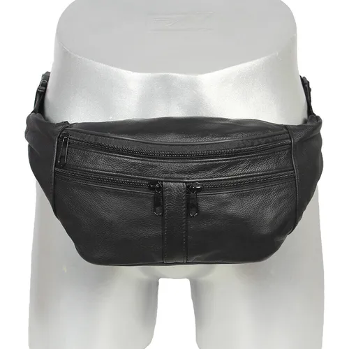 Hüfttasche Gürteltasche Bauchtasche Schwarz Echt Leder Bag Schwarz Umhängetasche