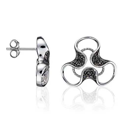 Orphelia Damen-Ohrstecker 925 Sterling Silber Zirkonia schwarz ZO-5032