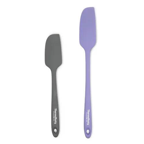 ThermoTasty Silikon Küchenhelfer Teigspatel 2er-Set (flieder/grau)