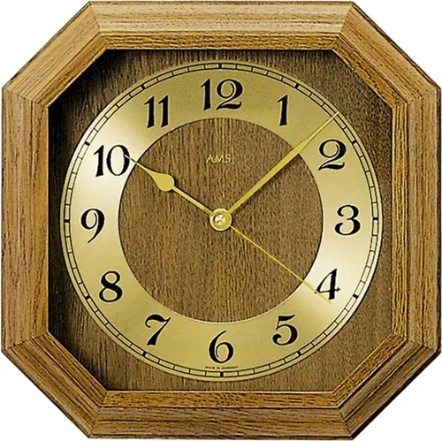 AMS Funkwanduhr F5864/4 - Elegante Quarz-Wanduhr aus Eiche - Wohnaccessoires, hochwertige Funkwanduhr aus Eiche, Made in Germany, ideal für Wohnzimmer und Büro, sorgt für präzise Zeitangabe und stilvolle Akzente.