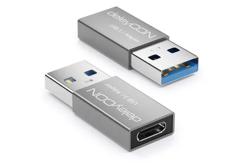 deleyCON deleyCON 2x USB3.1 Adapter USB A zu USB C-Buchse 5Gbit/s Aluminium USB-Adapter