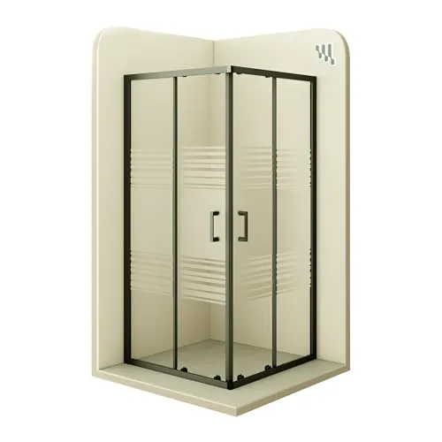 MOG Duschkabine mit Schiebetüren 90x90 cm Höhe: 180 cm Eckdusche mit Rollensystem aus 6mm teilsatiniertem ESG Glas DK79 - alle Grössen