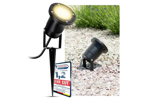 SSC-LUXon LED Gartenstrahler mit Erdspieß - Wetterfester Gartenstrahler mit schwenkbarem Kopf und GU10 3W LED, ideal für den Außenbereich. Perfekter Schutz bei Regen und Schnee sorgt für langlebige Nutzung.