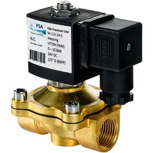 FSA Magnetventil Premium M-1/2-24-C, 1/2 Zoll, Messing, stromlos geschlossen, bis 10 bar, 24V