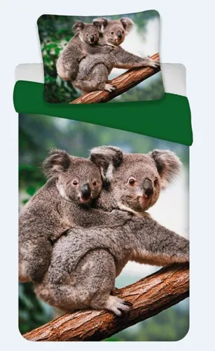 BrandMac Bettwäsche Set mit Koala 135 x 200 cm - Bettwäsche Set aus 100% Baumwolle mit Koala-Motiv, atmungsaktiv und temperaturausgleichend - inklusive 1 Kissenbezug 80 x 80 cm und 1 Bettbezug 135 x 200 cm, schadstoffgeprüft für ein gesundes Schlafklima.