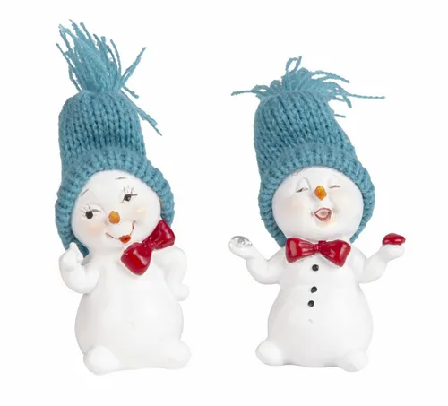 Geschenkestadl Schneemann 8 Stück Schneemann Figuren Strickmütze 7cm Winterdeko mehrere Farben
