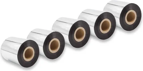vhbw 5x Thermotransfer-Band kompatibel mit Zebra S-Serie, S600, S4M, Xi110 Drucker Etikettendrucker, Wischfest, 70 mm x 300 m, Wachs-Plus Schwarz