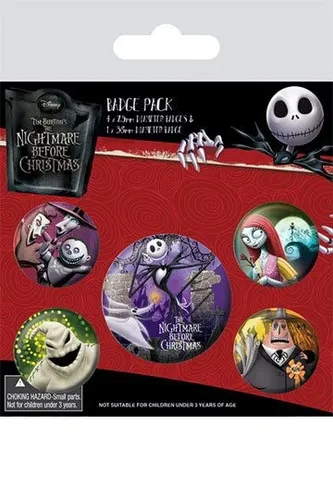 Nightmare Before Christmas Ansteck-Buttons 5er-Pack Characters