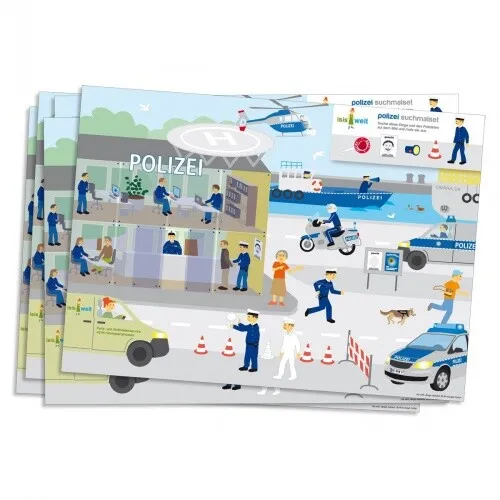 Tischsets Polizei aus Papier, 6 Stück - Kindergeburtstag